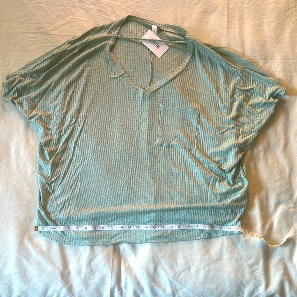 Slouchy Waffle Knit top in Sage